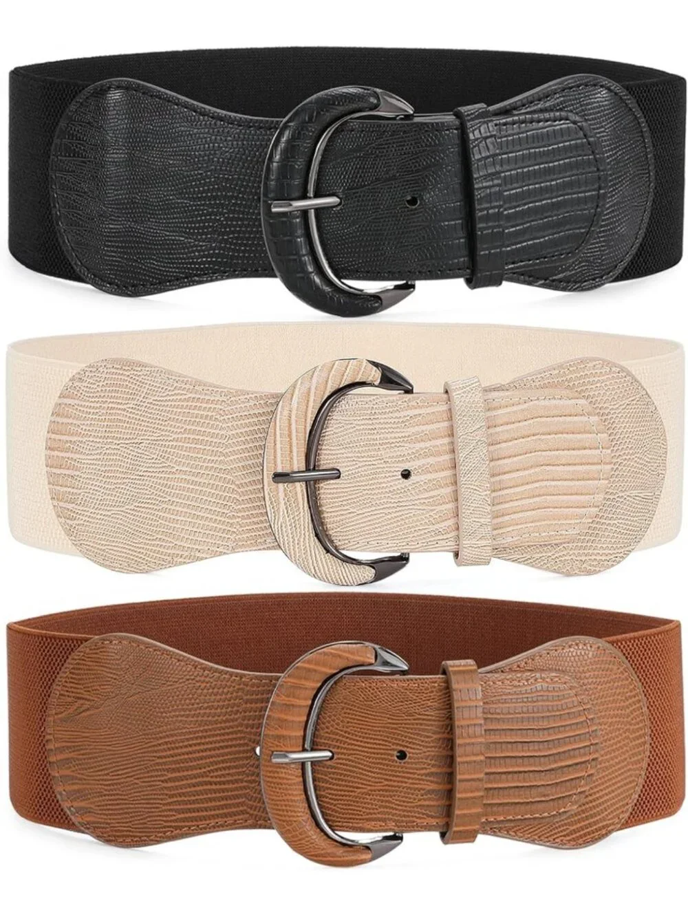 Vintage Stretchy Wide Elastic Waist Belts for Women - 3 Pack & 4 Pack Options